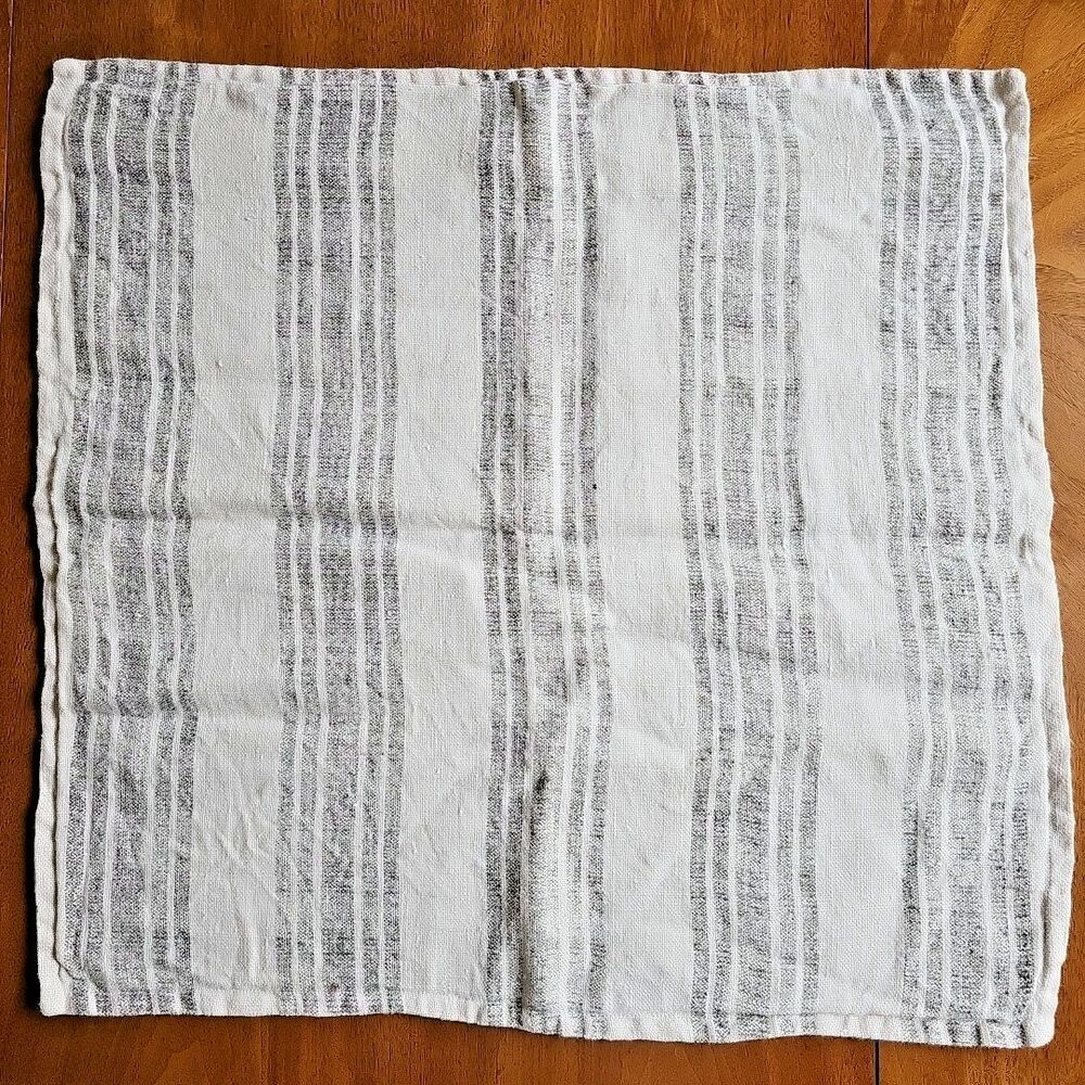 Arhaus 100% Linen Pillow Covers lot 6 Black White Stripe Boho Coastal Farmhouse - Picture 7 of 11